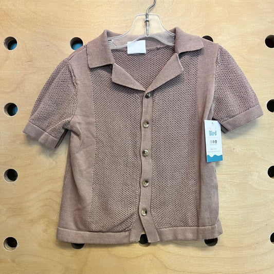 Brown Textured Collar Button Up