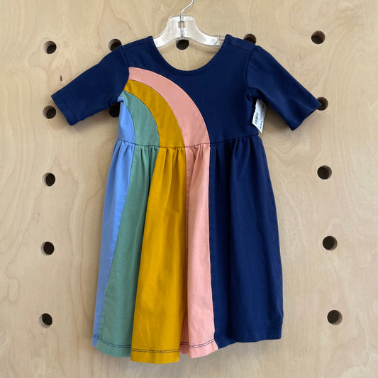 Blue Muted Colorful Rainbow Dress