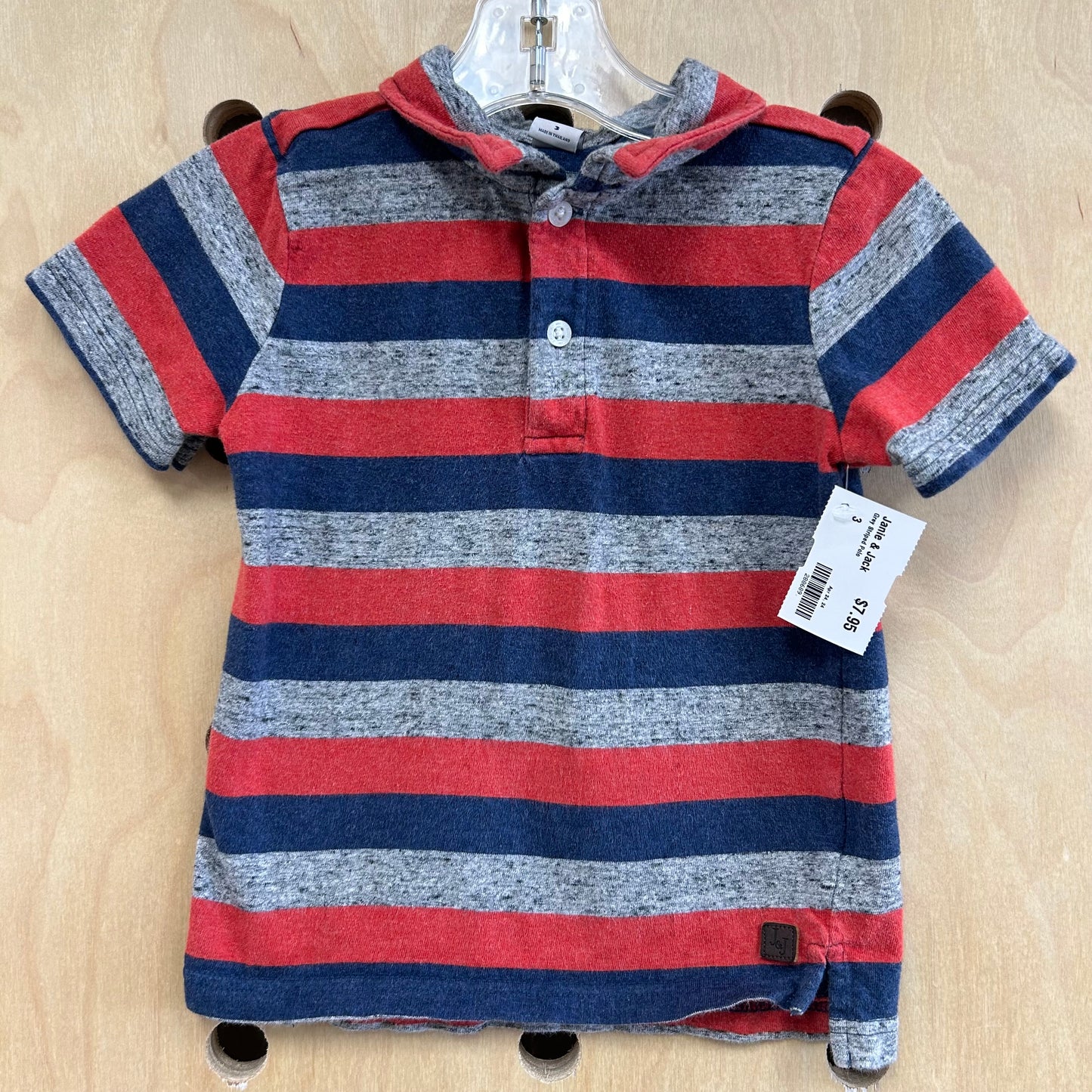 Grey Striped Polo