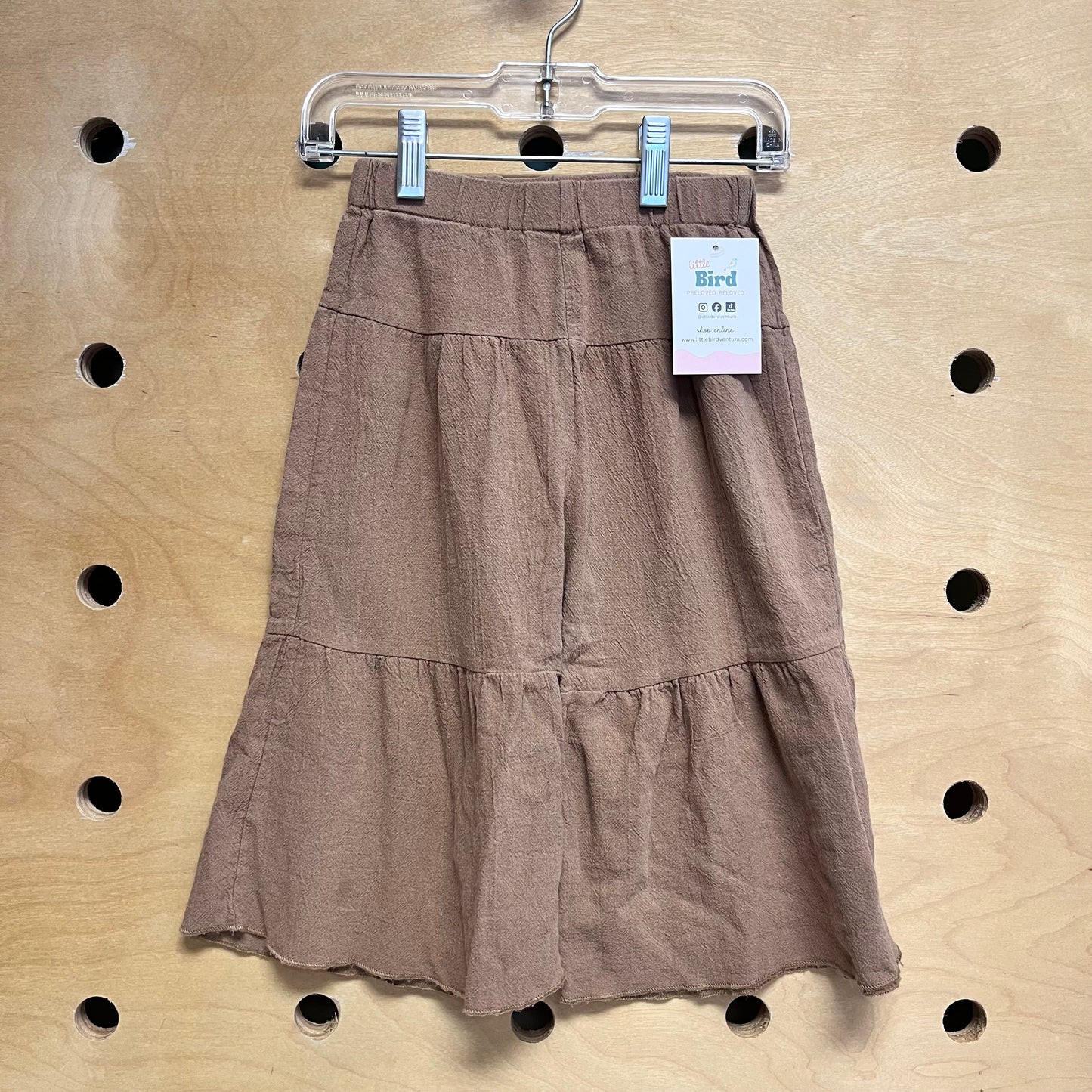 Brown Wide Leg Textured Pants