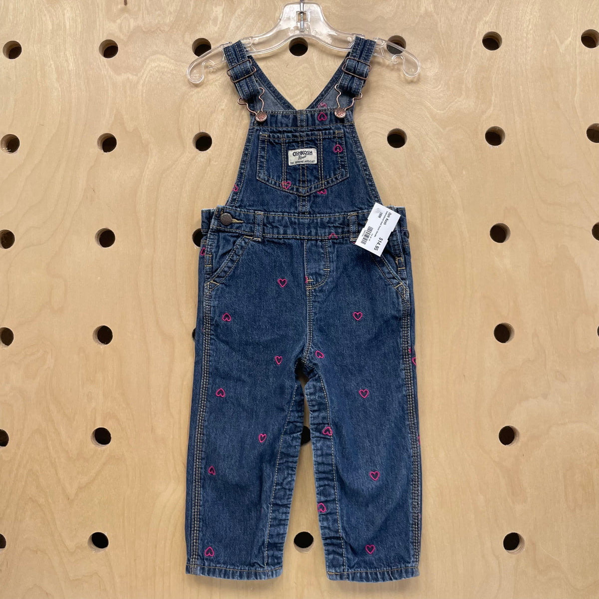 Embroidered Heart Denim Overalls