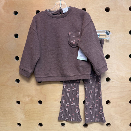 Brown Floral Knit Top & Leggings