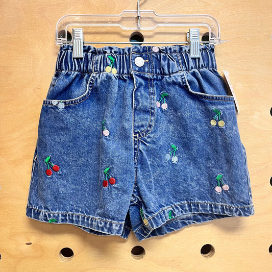 Embroider Cherries Denim Shorts
