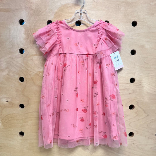 Pink Floral Lined Tulle Dress
