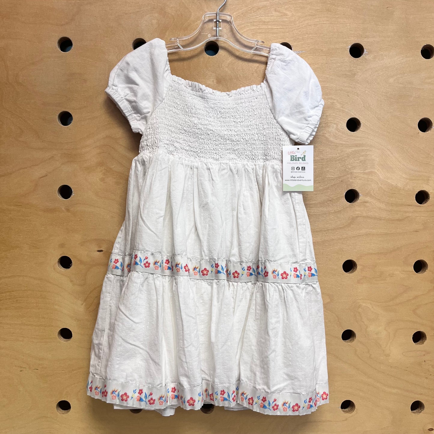 White Smocked Floral Dress