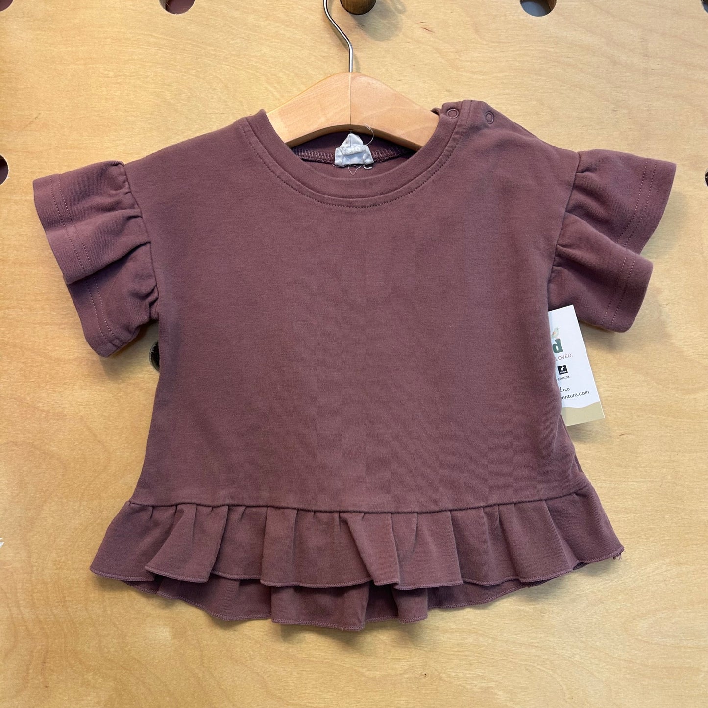 Purple Organic Ruffle Sleeve Top
