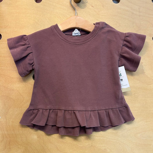 Purple Organic Ruffle Sleeve Top
