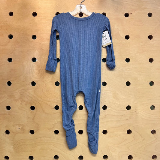 Blue Ribbed Bamboo Romper