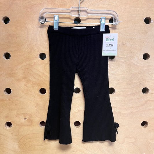 Black Ribbed Bow Leggings