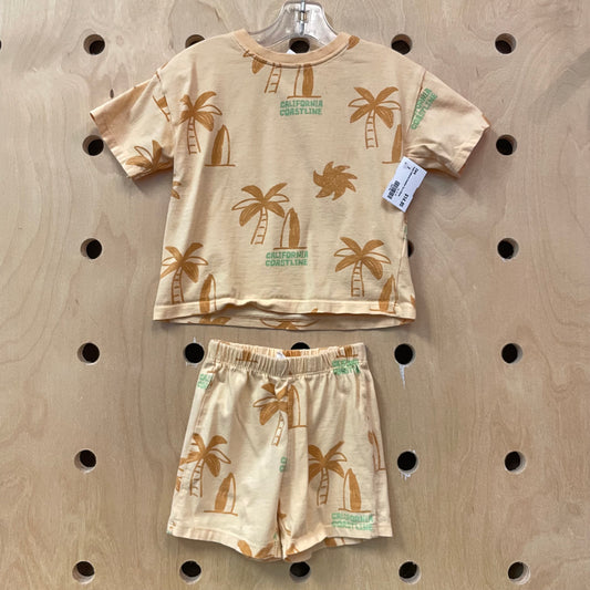 Peach California Coastline Tee & Shorts