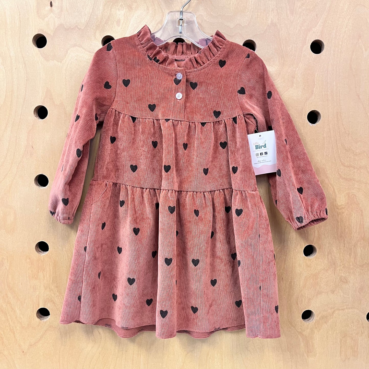 Terracotta + Black Hearts Cord Dress