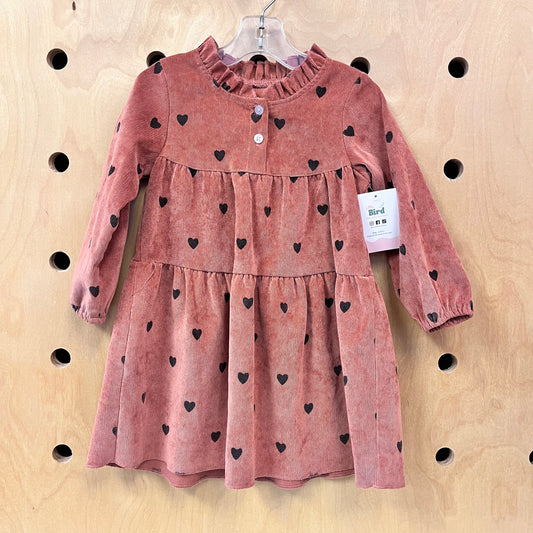 Terracotta + Black Hearts Cord Dress