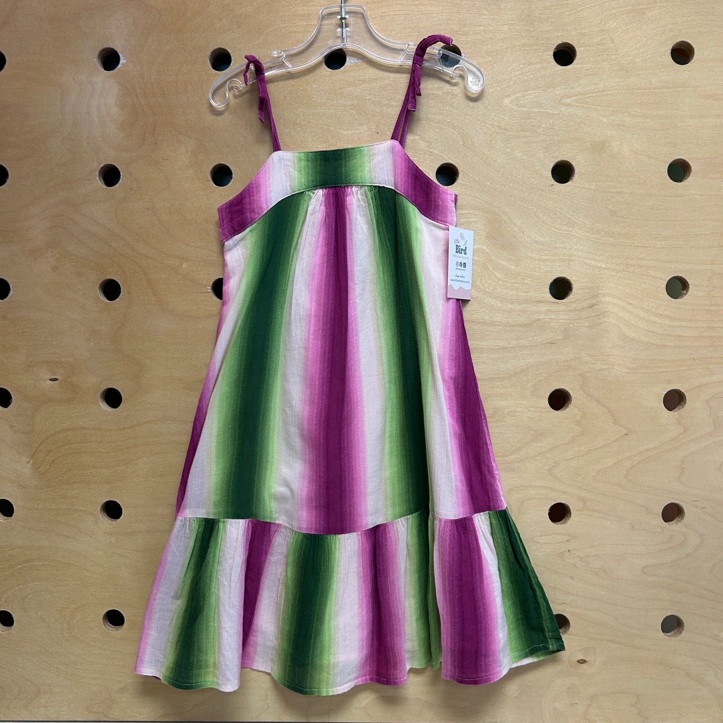 Pink/Green Striped Tank Dress