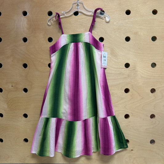 Pink/Green Striped Tank Dress
