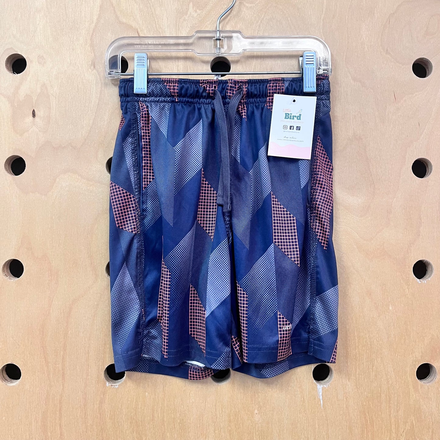 Grey + Red Active Drawstring Shorts