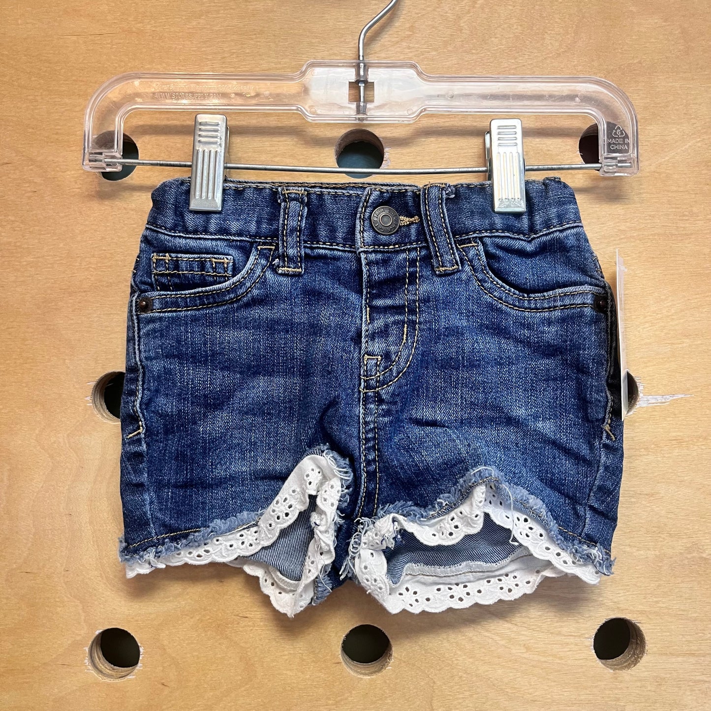 Eyelett Trim Denim Shorts