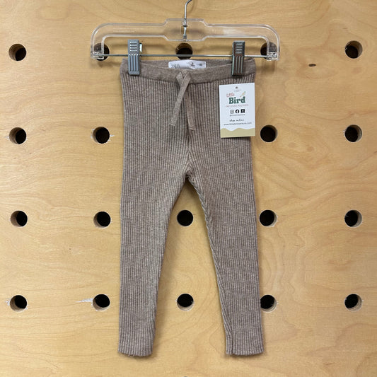 Beige Ribbed Leggings