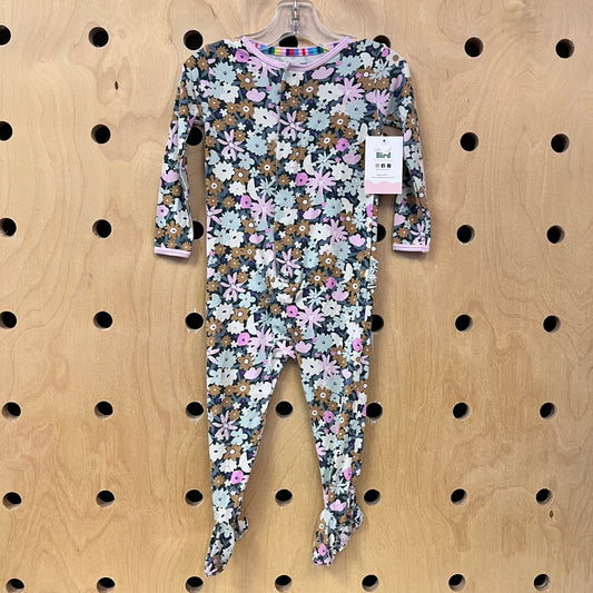 Magnetic Floral Ruffle Back Bamboo Footies