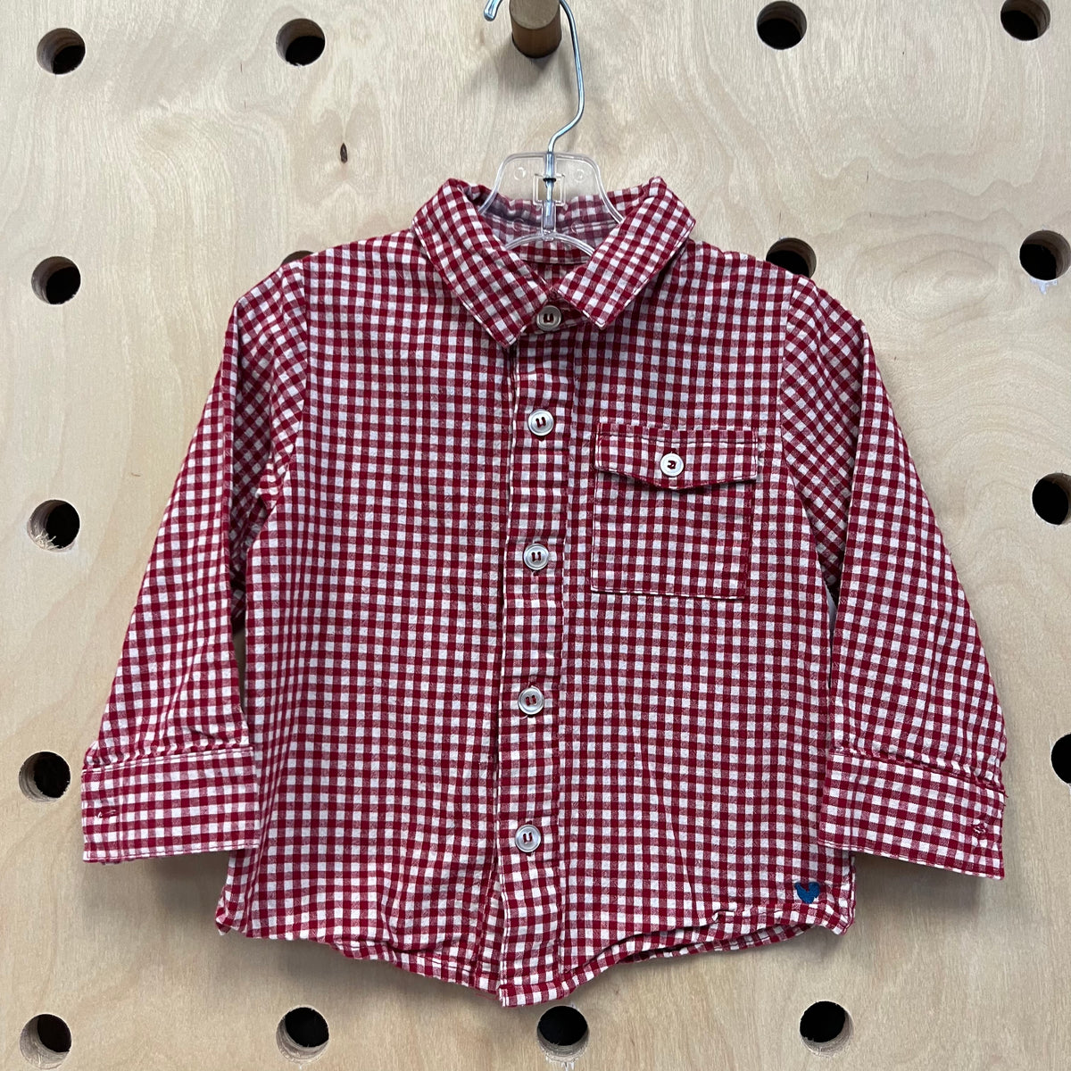 Red+White Checkered Button Up