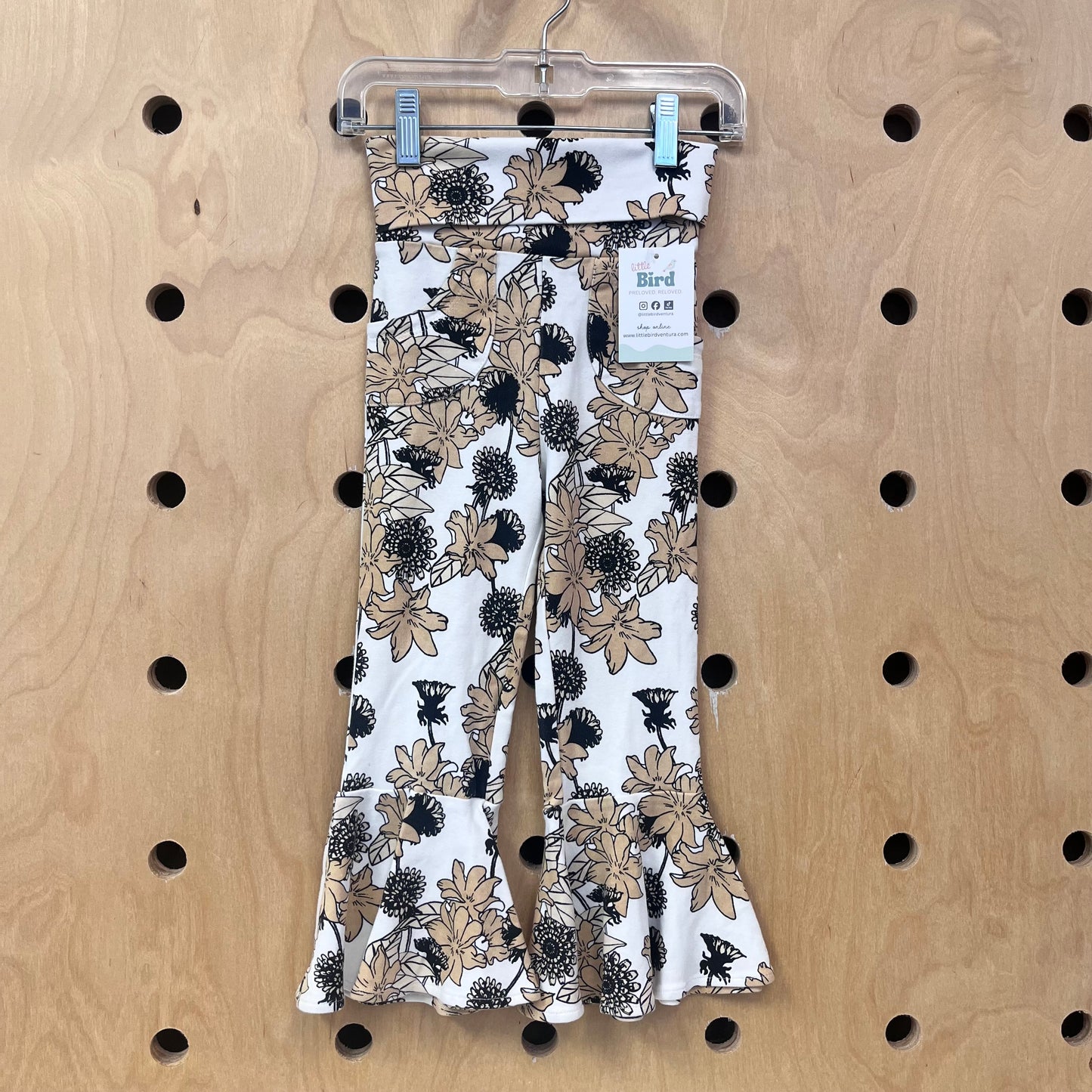 Organic Cream Floral Flare Leggings