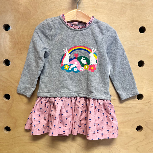 Pink Heart Floral/Bunny Dress