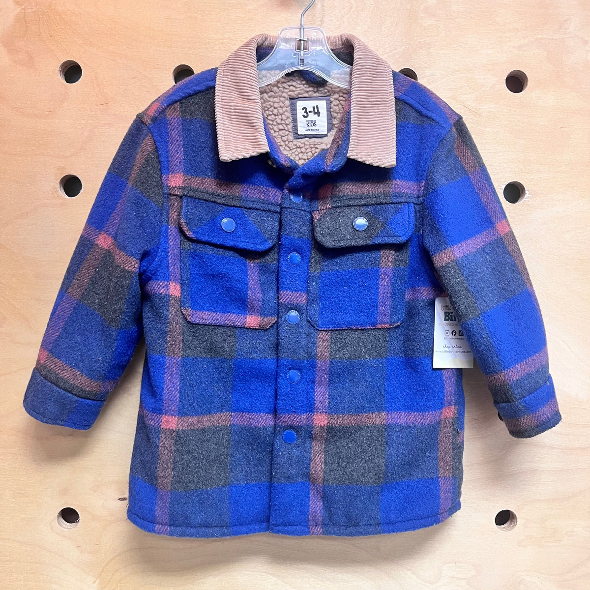 Blue/Rust Sherpa Lined Plaid Jacket