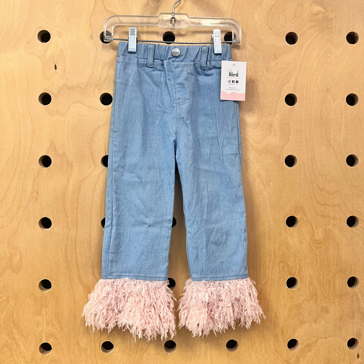 Feathered Bell Bottom Denim