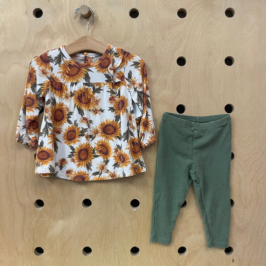 Sunflower + Green Ribbed Bamboo Outfit