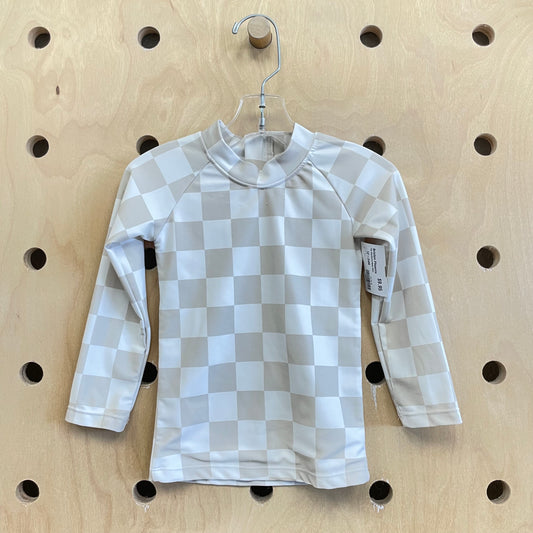 Tan Checkered Swim Shirt