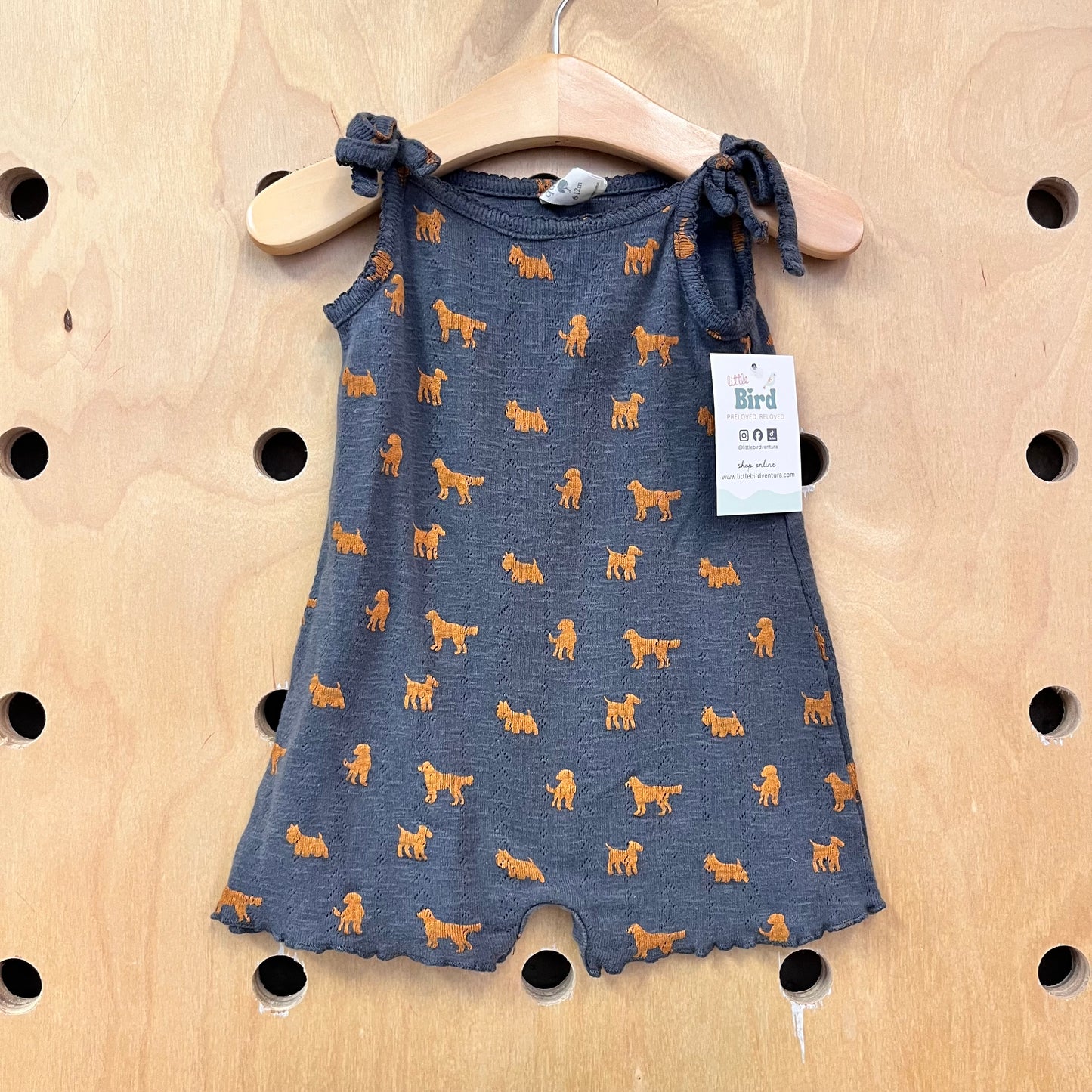 Grey/Brown Dogs Pointelle Romper