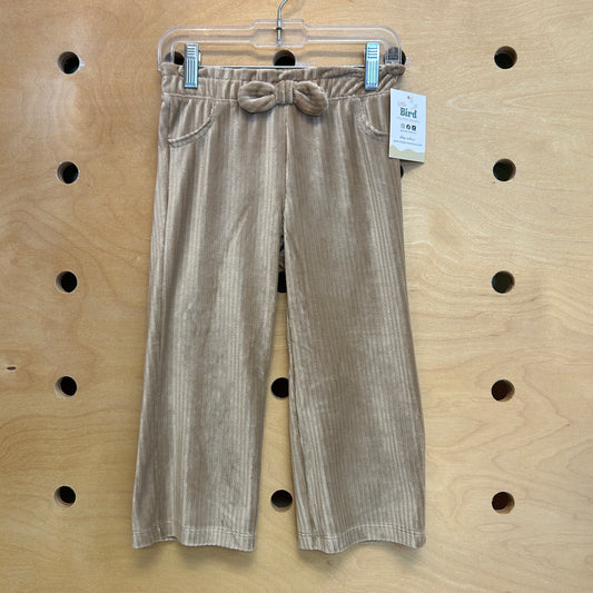 Beige Velour Bow Soft Pants