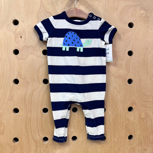 Cotton Navy/White Turtle Romper
