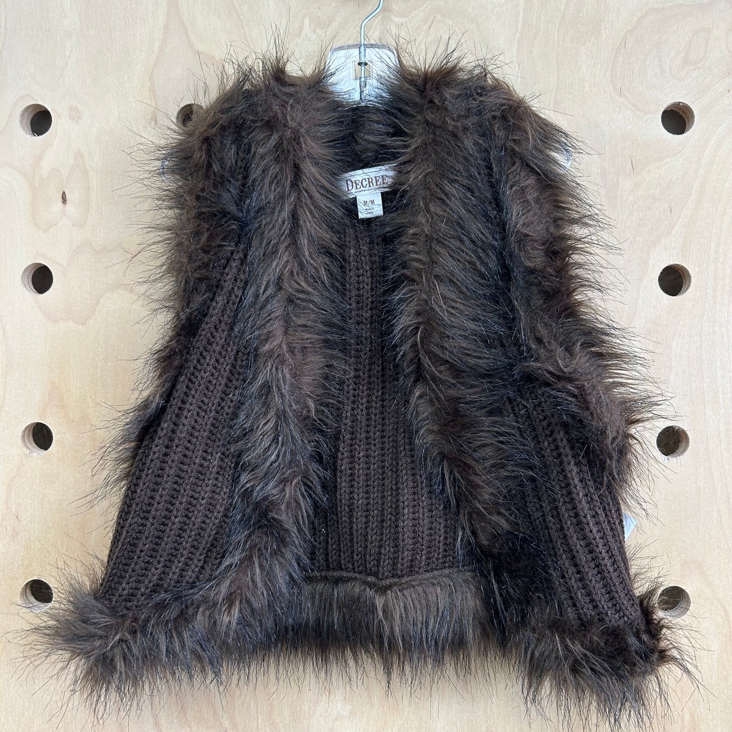 Brown Knit Fuzzy Vest