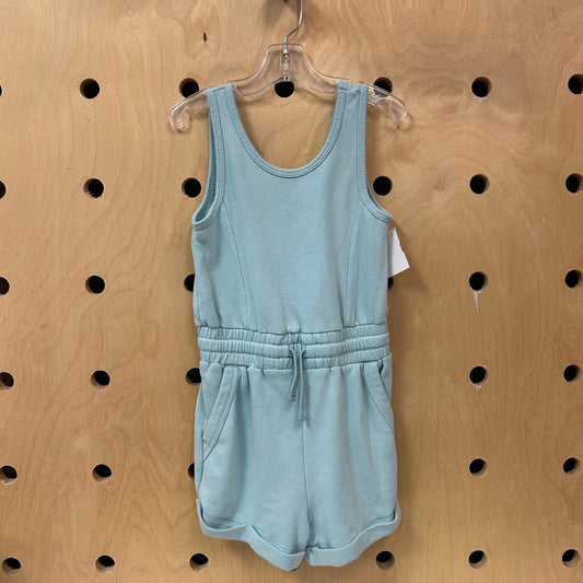 Aqua Drawstring Waist Romper