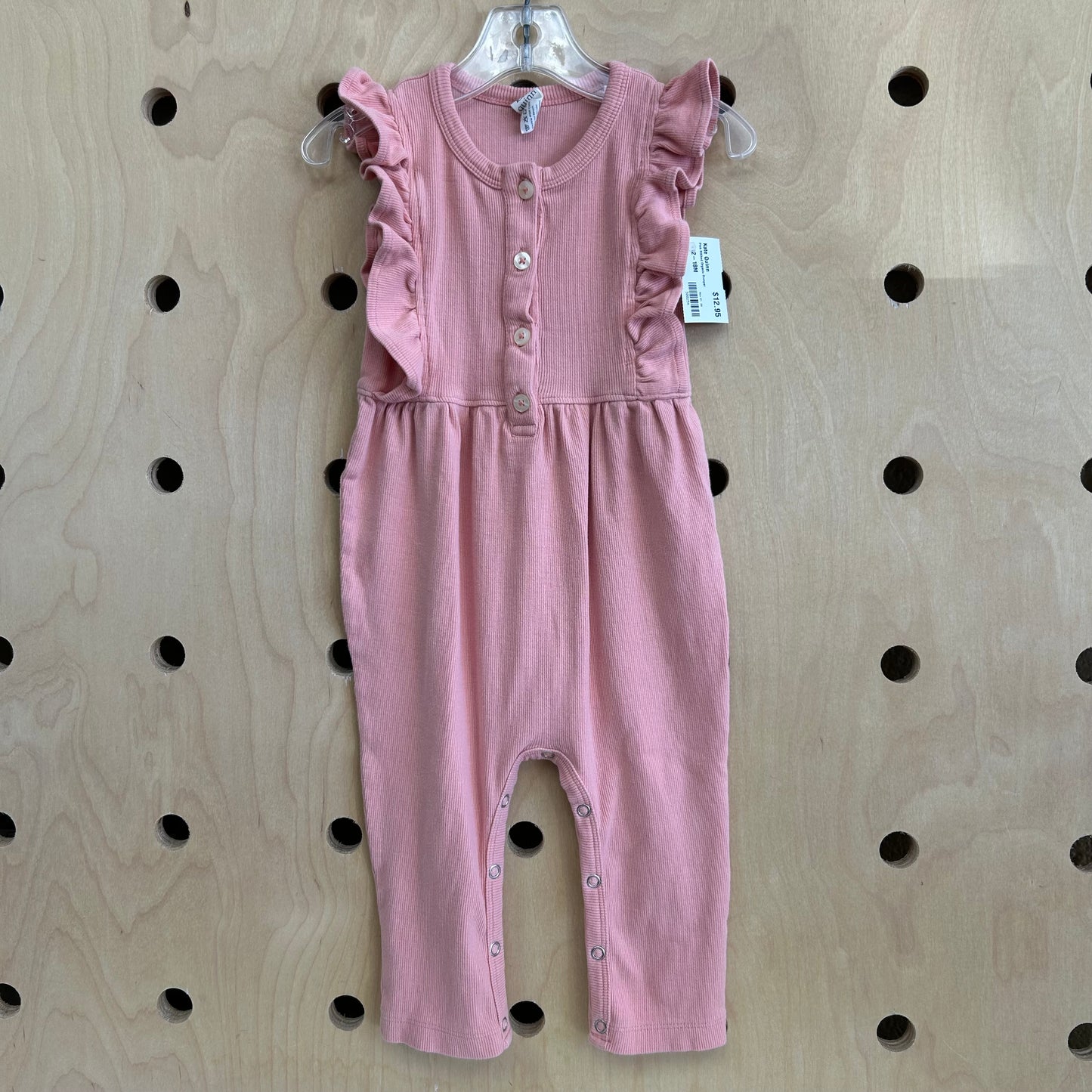 Pink Ribbed Organic Romper