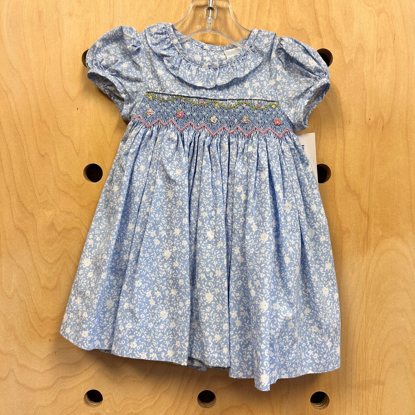 Blue Floral Smocked Waist Dress