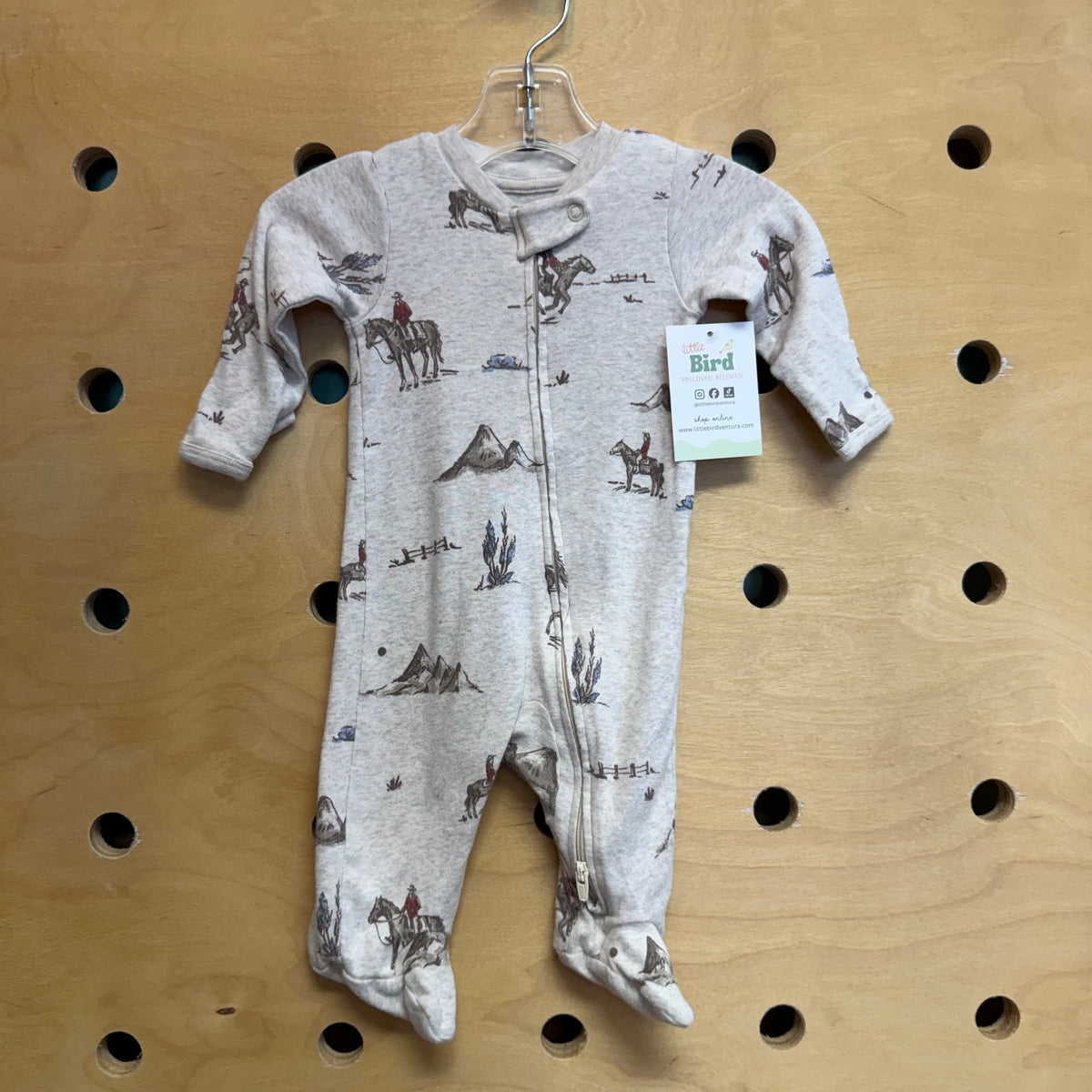 Organic Cream Cowboy/Horses Footies