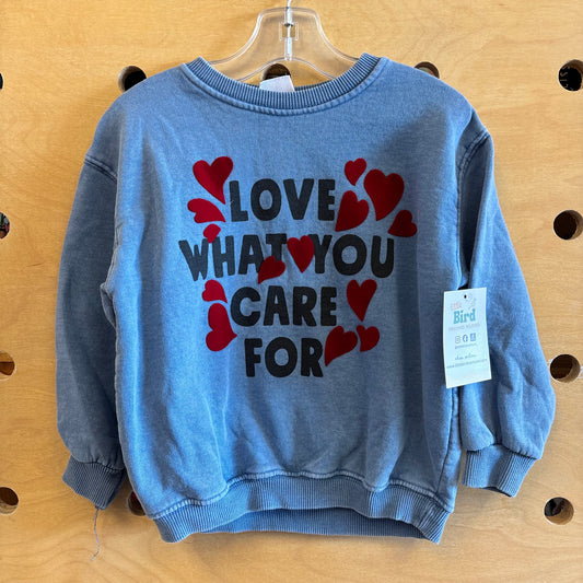 Blue 'Love What You Care For' Pullover