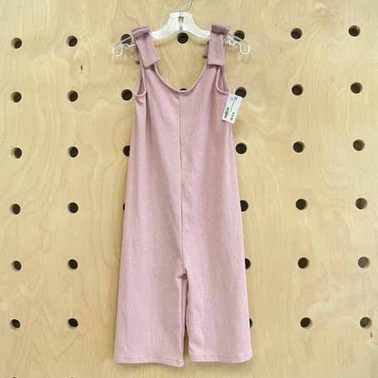 Pink Shimmer Ribbed Jumpsuit