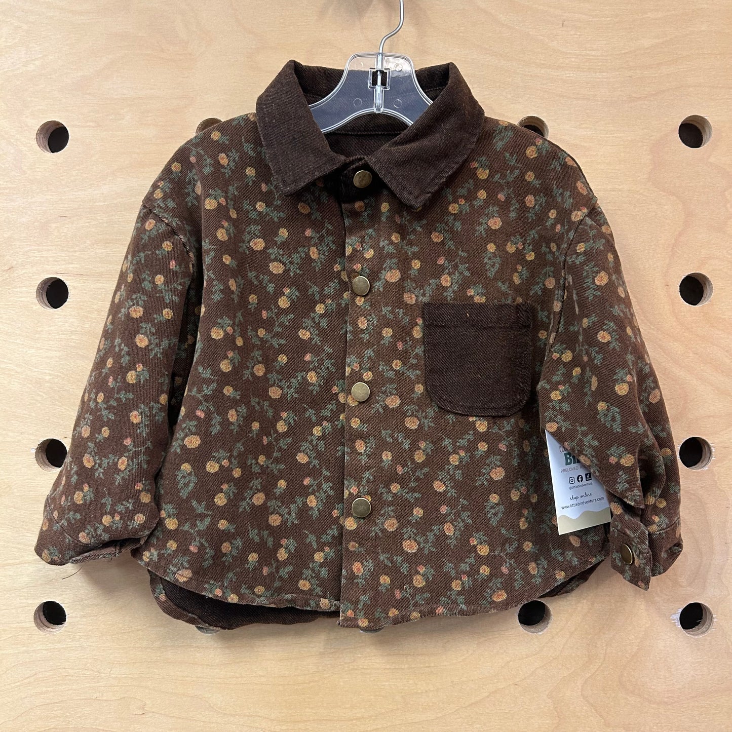 Brown Floral Denim Shacket