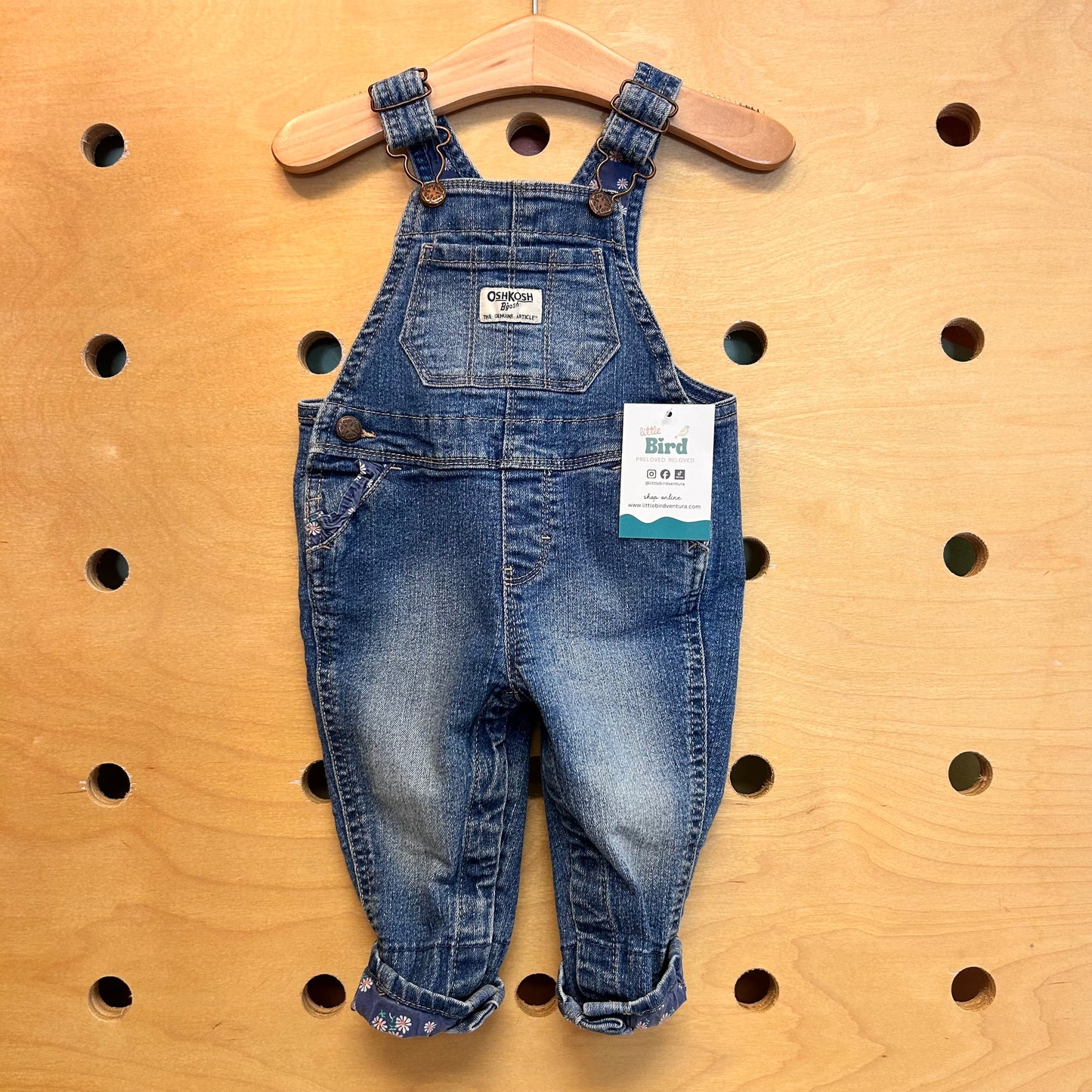 Floral Cuffed Denim Overalls