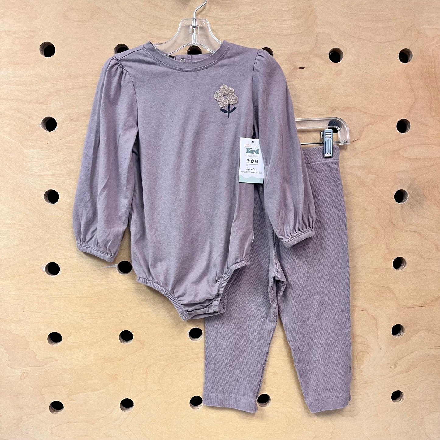 Lavender Floral & Ribbed Outfit