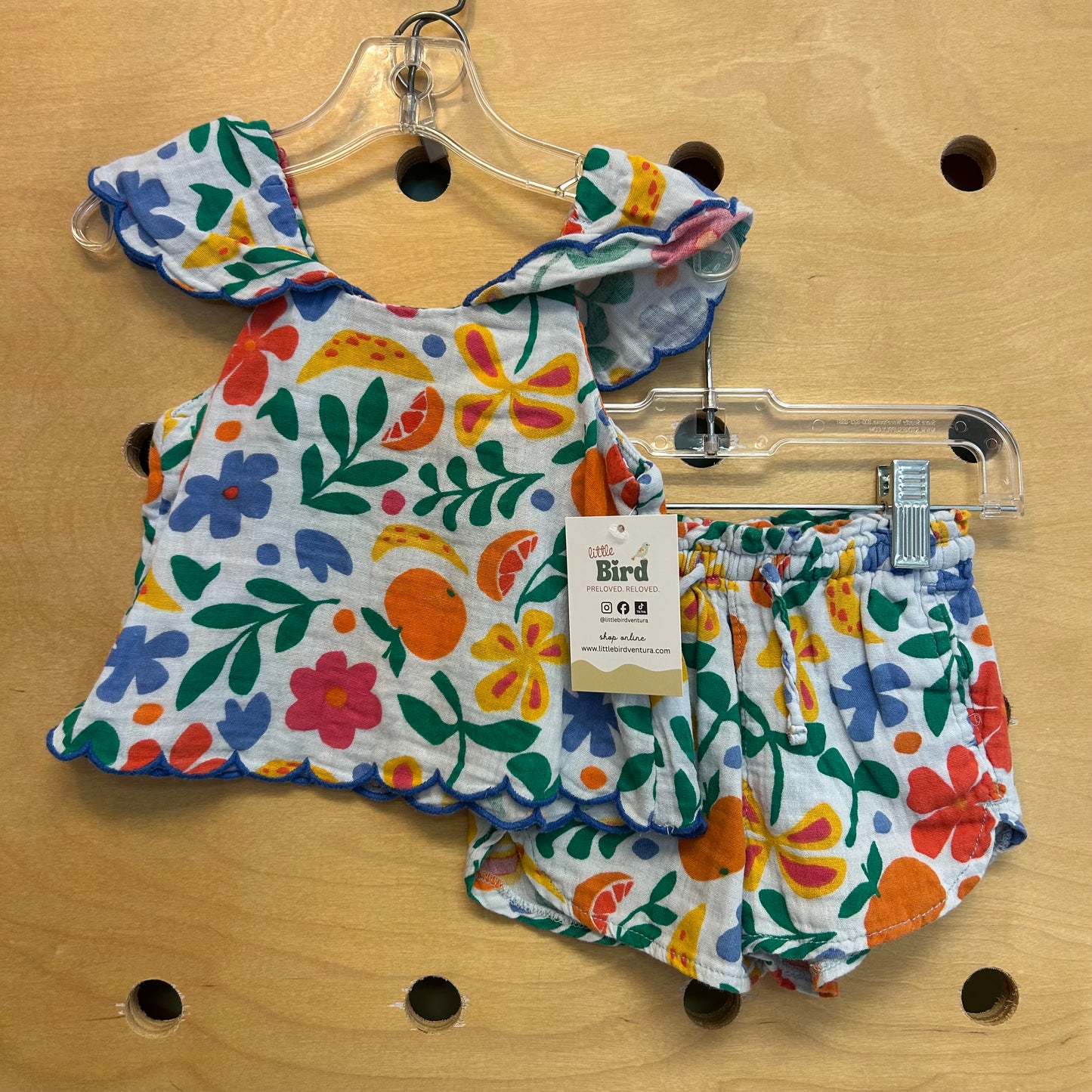 Blue Fruits/Floral Gauze Outfit