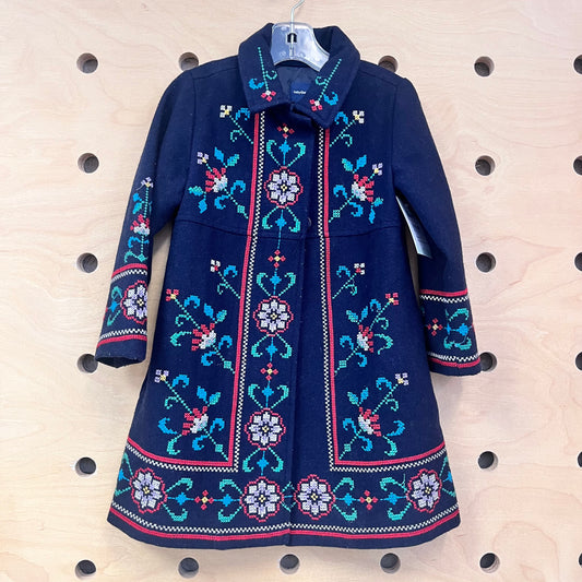 Navy Embroidered Coat