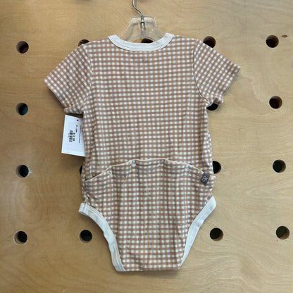 Tan/Cream Gingham Romper
