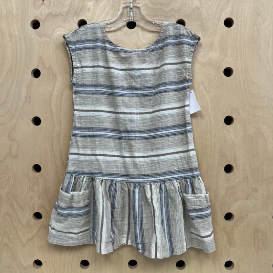 Beige & Blue Striped Dress