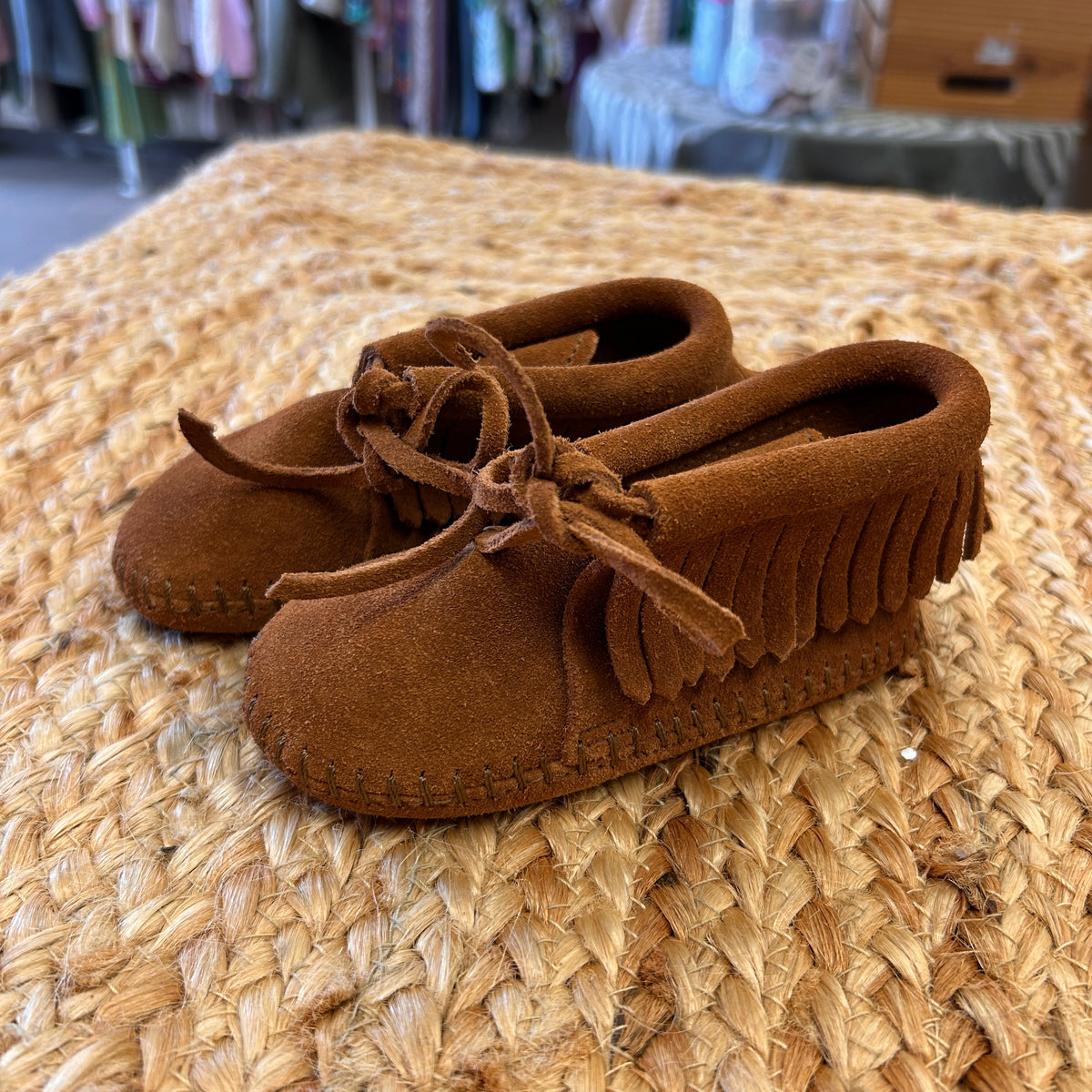 Brown Fringe Moccasin Booties
