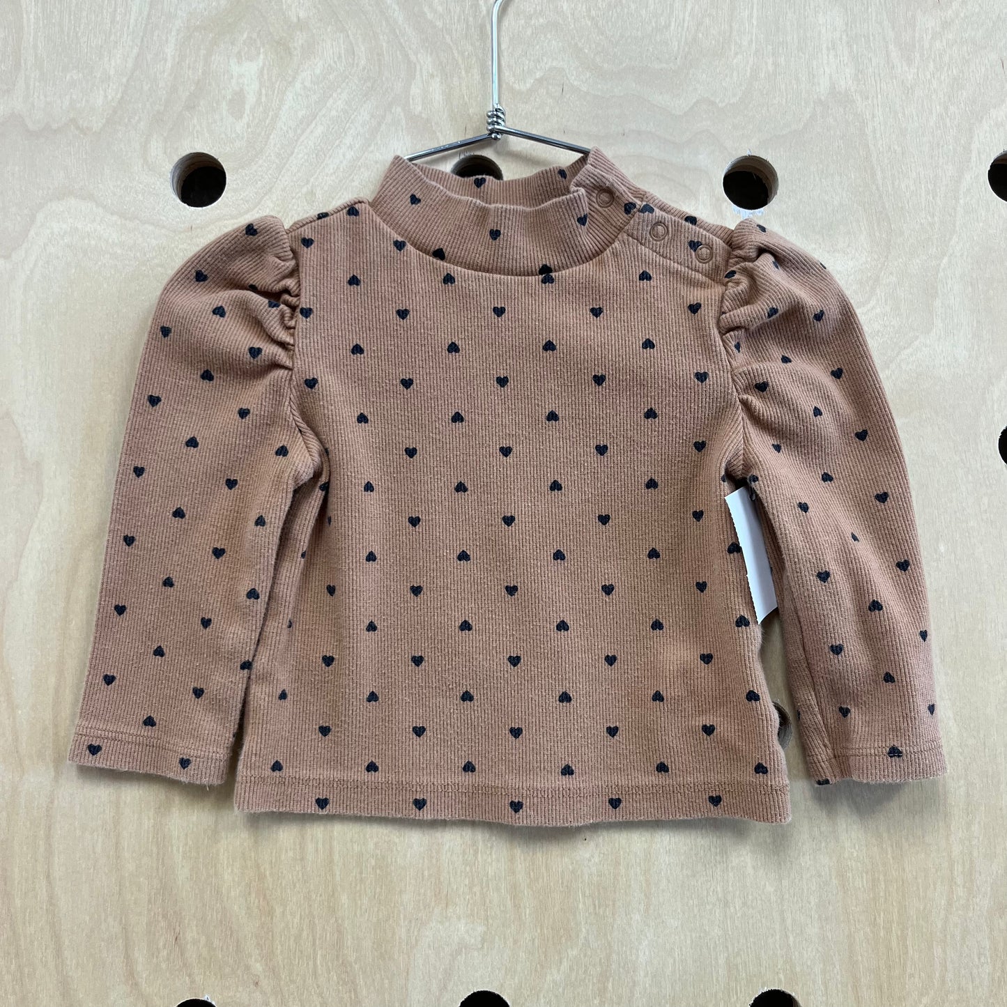 Brown Ribbed Hearts Top