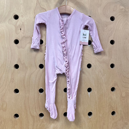 Pink Ruffle Bamboo Footies