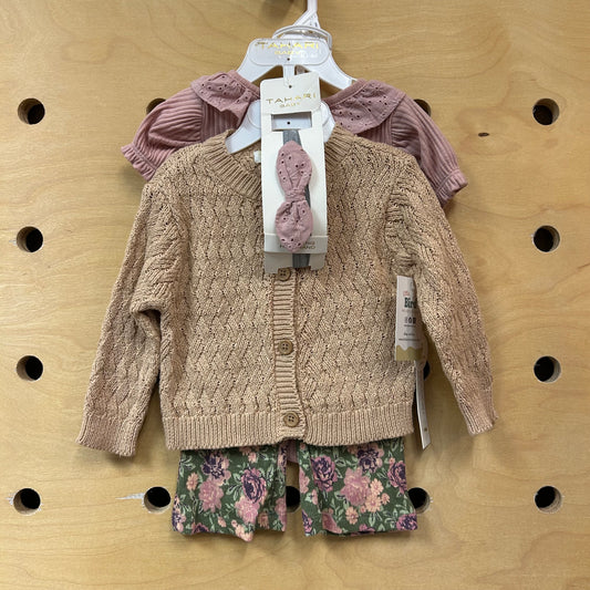4Pc Eyelet Floral Outfit/Knit NEW!